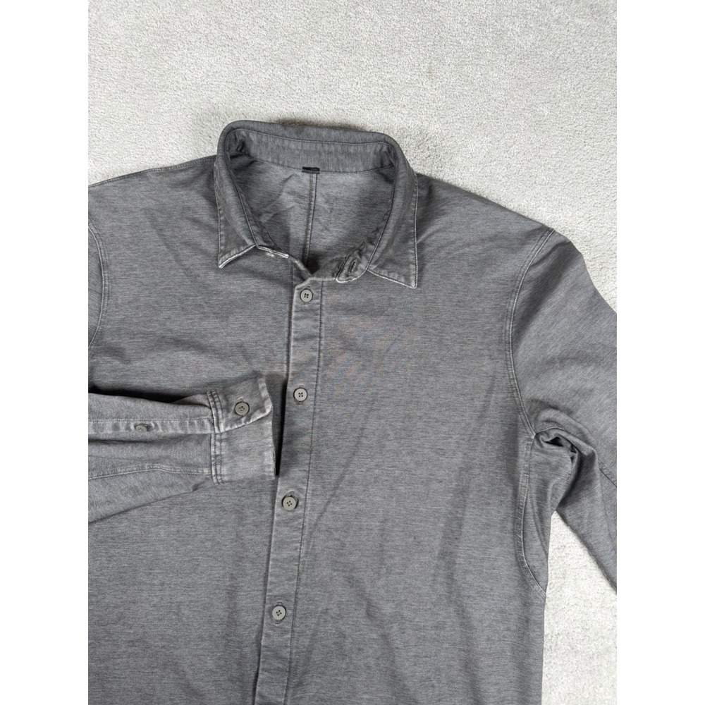 Lululemon Shirt Men M* (40") Gray Commission L/S Button Stretch Live In Practice - Picture 2 of 12